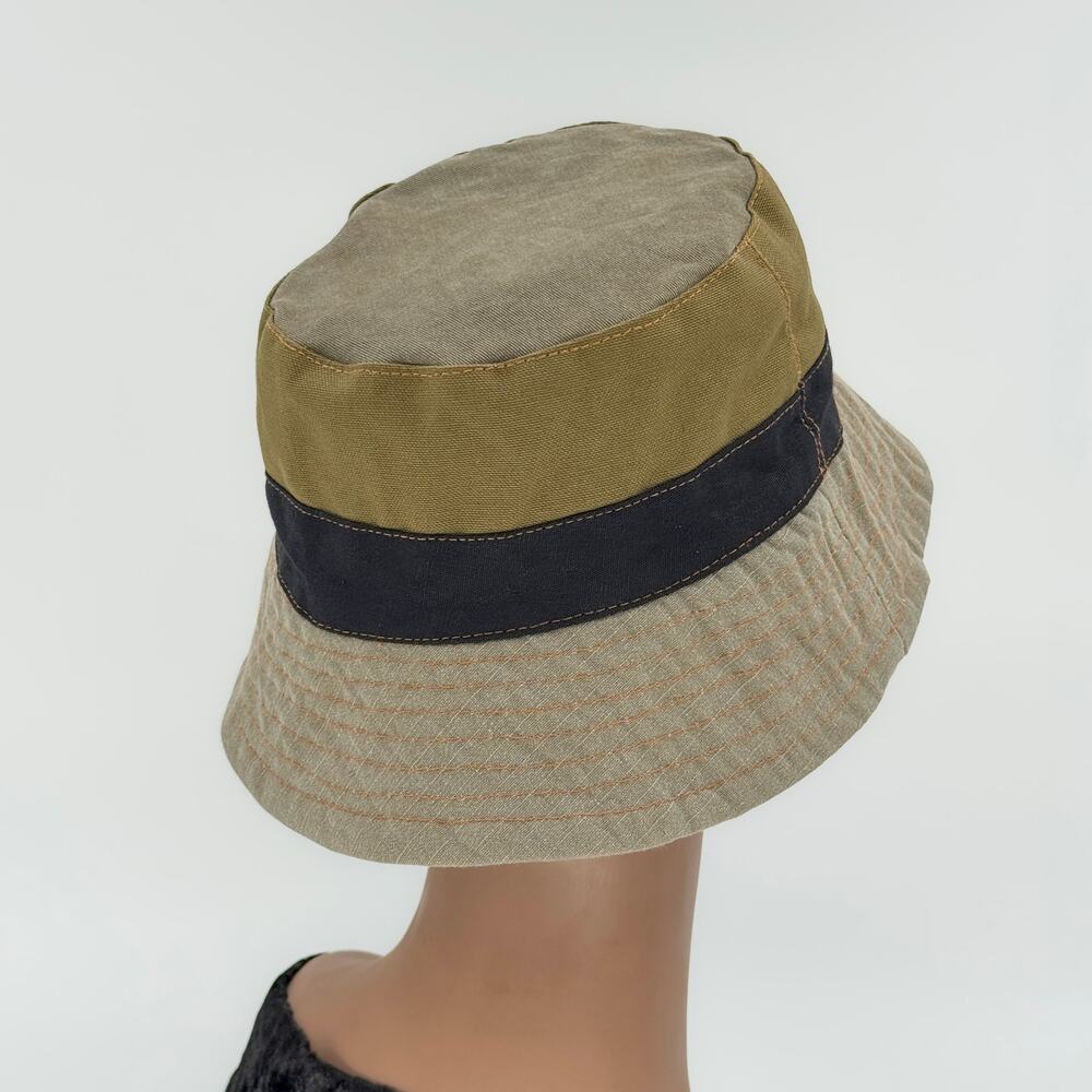 Carhartt WIP Four Color Colorblock Bucket Hat Olive Brown Charcoal Beige - Picture 3 of 9
